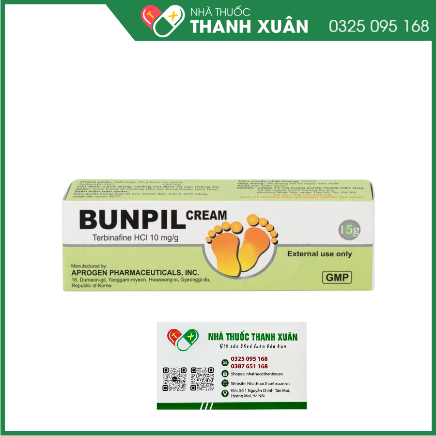 Kem bôi Bunpil Cream điều trị nấm da, lang ben, nấm Candida da